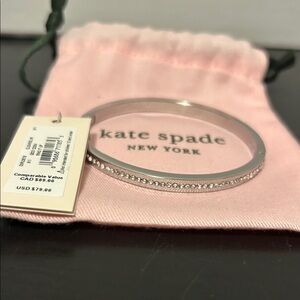 kate spade Silver Crystal-Trim Bangle with Pink Pouch